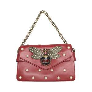 GUCCI Authentic Red Pearl Leather Shoulder Bag